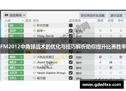 FM2012中角球战术的优化与技巧解析助你提升比赛胜率